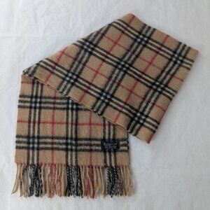 Used Burberry's Check Scarf Beige – Unisex 100% Cashmere – Elegant & Cozy Wrap